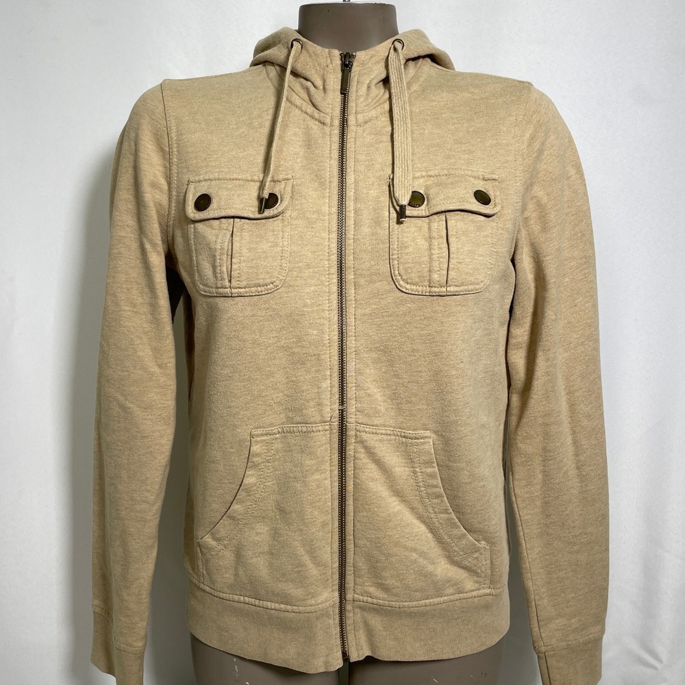 Lauren Ralph Lauren Beige Heathered Full Zip Hoodie Sweatshirt Women's MEDIUM
